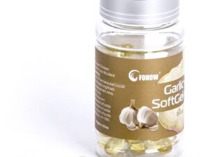 Cápsulas de aceite Fohow con extracto de ajo. Envase con 120 cápsulas blandas de aceite de ajo